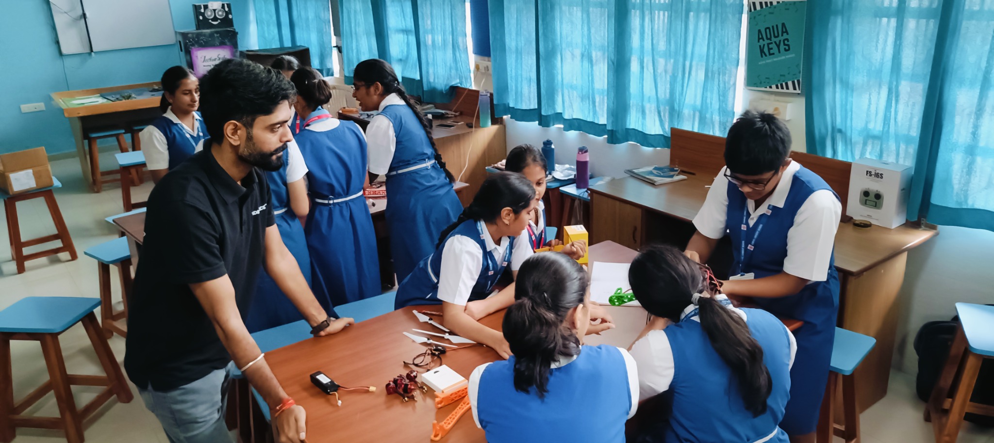 INNVERSE drone workshop with students learning hands-on innovation skills
